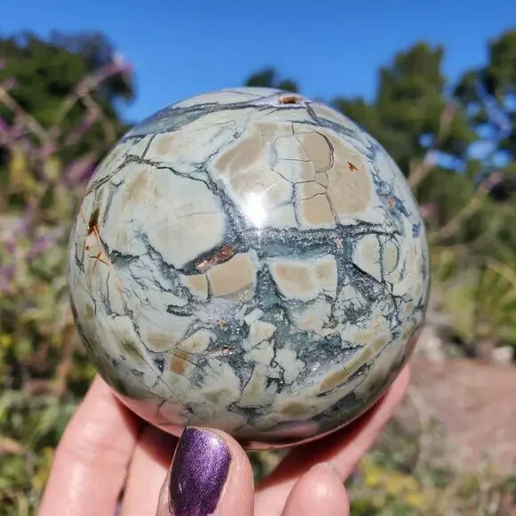 Ocean Ibis Jasper Brecciated Sphere Green Shades 490 grams 70mm